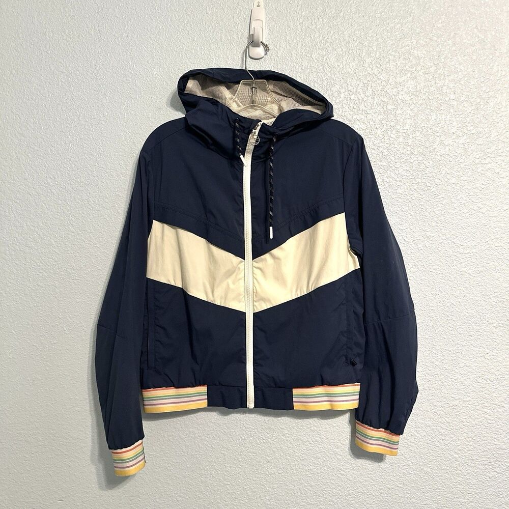 MARINE LAYER Women’s Gabby Windbreaker Jacket in Blue/White Size Small